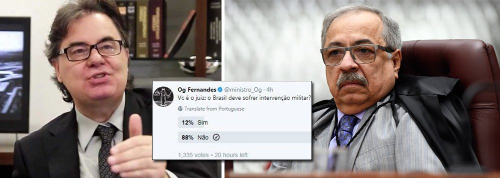 O jurista Lenio Streck, professor de Direito Constitucional, publicou uma carata aberta ao ministro Og Fernandes, do Superior Tribunal de Justiça (STJ), com críticas à enquete sobre a intervenção dos militares, feita pelo magistrado em sua página no Twitter; "Poxa, Ministro. O senhor é do Tribunal da Cidadania. Um dos 33 membros, que deveriam ser 200 para atender às demandas por Justiça. Como um Ministro, que estudou, que é bem pago pela população, que tem o carinho dos funcionários e dos advogados, pode chegar a pensar que é viável uma consulta acerca de intervenção militar? E por que não perguntar sobre a volta da escravidão? Ou perguntar se os seguidores (ou o restante da população, via Ibope) concordam com a tortura?", critica o jurista (Foto: Aquiles Lins) O jurista Lenio Streck, professor de Direito Constitucional, publicou uma carata aberta ao ministro Og Fernandes, do Superior Tribunal de Justiça (STJ), com críticas à enquete sobre a intervenção dos militares, feita pelo magistrado em sua página no Twitter; "Poxa, Ministro. O senhor é do Tribunal da Cidadania. Um dos 33 membros, que deveriam ser 200 para atender às demandas por Justiça. Como um Ministro, que estudou, que é bem pago pela população, que tem o carinho dos funcionários e dos advogados, pode chegar a pensar que é viável uma consulta acerca de intervenção militar? E por que não perguntar sobre a volta da escravidão? Ou perguntar se os seguidores (ou o restante da população, via Ibope) concordam com a tortura?", critica o jurista