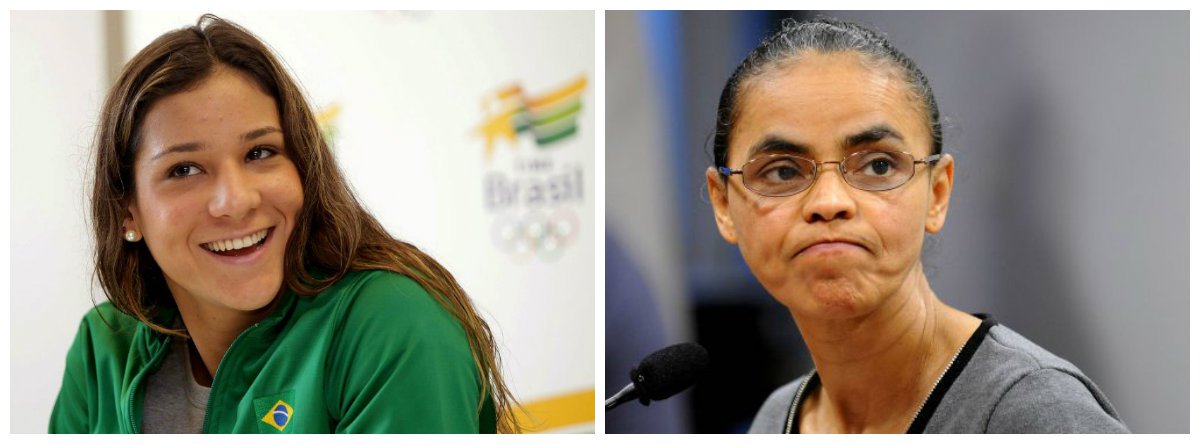 Nadadora Joanna Maranhão e ex-senadora Marina Silva .2 (Foto: Paulo Emílio) Nadadora Joanna Maranhão e ex-senadora Marina Silva .2