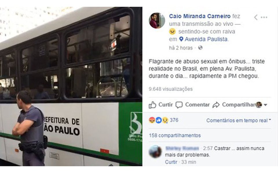 Mulher estava dormindo e foi acordada pelos movimentos do homem, que estava se masturbando e ejaculou em seu pescoço. Passageiros se revoltaram e queriam bater no agressor, que foi detido pela polícia (Foto: Leonardo Attuch) Mulher estava dormindo e foi acordada pelos movimentos do homem, que estava se masturbando e ejaculou em seu pescoço. Passageiros se revoltaram e queriam bater no agressor, que foi detido pela polícia