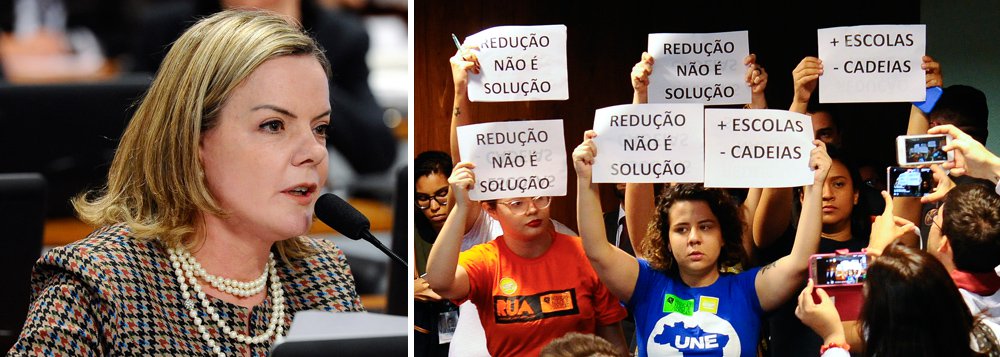 Comissão de Constituição e Justiça do Senado aprovou requerimento da senadora Gleisi Hoffmann (PT-PR) e adiou por 30 dias a votação da Proposta de Emenda à Constituição (PEC 33/2012), que estabelece a punição de menores a partir dos 16 anos por crimes graves (Foto: Gisele Federicce) Comissão de Constituição e Justiça do Senado aprovou requerimento da senadora Gleisi Hoffmann (PT-PR) e adiou por 30 dias a votação da Proposta de Emenda à Constituição (PEC 33/2012), que estabelece a punição de menores a partir dos 16 anos por crimes graves