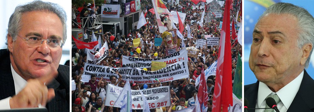"Antes tida como inegociável, a reforma da Previdência proposta pela equipe de Henrique Meirelles subiu no telhado. Está desfigurada e, se ainda vier a ser aprovada, terá perdas estimadas em R$ 115 bilhões nos próximos dez anos", diz o editor do 247, Leonardo Attuch; a explicação para a rebelião de parlamentares, liderada pelo senador Renan Calheiros (PMDB-AL), está no desgaste eleitoral com suas bases ao aprovarem uma reforma que massacra os direitos trabalhistas e praticamente impede a aposentadoria; "Dá para imaginar um deputado ou senador pedindo voto depois de acabar com aposentadorias rurais, aprovar 49 anos de contribuição e fixar idade mínima de 65 anos para as mulheres? Improvável"
(Foto: Leonardo Attuch) "Antes tida como inegociável, a reforma da Previdência proposta pela equipe de Henrique Meirelles subiu no telhado. Está desfigurada e, se ainda vier a ser aprovada, terá perdas estimadas em R$ 115 bilhões nos próximos dez anos", diz o editor do 247, Leonardo Attuch; a explicação para a rebelião de parlamentares, liderada pelo senador Renan Calheiros (PMDB-AL), está no desgaste eleitoral com suas bases ao aprovarem uma reforma que massacra os direitos trabalhistas e praticamente impede a aposentadoria; "Dá para imaginar um deputado ou senador pedindo voto depois de acabar com aposentadorias rurais, aprovar 49 anos de contribuição e fixar idade mínima de 65 anos para as mulheres? Improvável"
