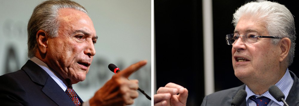 Senador Roberto Requião (PMDB-PR), presidente da Frente Ampla Nacionalista, envia carta a todas as Embaixadas com as quais o Brasil tem relação diplomática alertando-as — e aos investidores — sobre os riscos de comprarem empresas públicas privatizadas; "O atual governo não tem nem autorização e nem legitimidade para vender o Patrimônio Brasileiro, logo quem comprar será tomado como receptador de mercadorias roubadas e, como tal, pode ser também processado", diz um trecho da "Carta Aberta" contra o programa de privatizações do governo federal (Foto: Aquiles Lins) Senador Roberto Requião (PMDB-PR), presidente da Frente Ampla Nacionalista, envia carta a todas as Embaixadas com as quais o Brasil tem relação diplomática alertando-as — e aos investidores — sobre os riscos de comprarem empresas públicas privatizadas; "O atual governo não tem nem autorização e nem legitimidade para vender o Patrimônio Brasileiro, logo quem comprar será tomado como receptador de mercadorias roubadas e, como tal, pode ser também processado", diz um trecho da "Carta Aberta" contra o programa de privatizações do governo federal