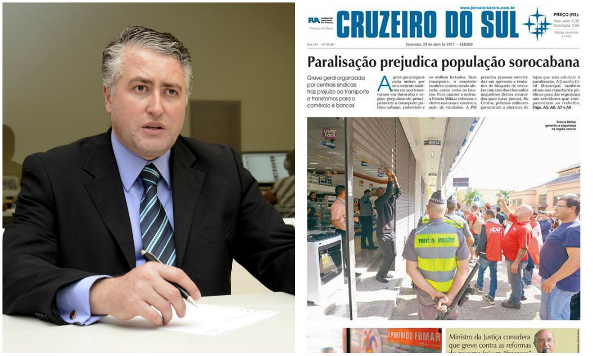 Antônio Domingues Farto Neto é membro de uma entidade mantenedora do jornal 'Cruzeiro do Sul', de Sorocaba, interior de São Paulo, e obrigou jornalistas a fazerem matéria crítica à paralisação de 28 de abril; ele próprio escolheu a manchete (Foto: Gisele Federicce) Antônio Domingues Farto Neto é membro de uma entidade mantenedora do jornal 'Cruzeiro do Sul', de Sorocaba, interior de São Paulo, e obrigou jornalistas a fazerem matéria crítica à paralisação de 28 de abril; ele próprio escolheu a manchete