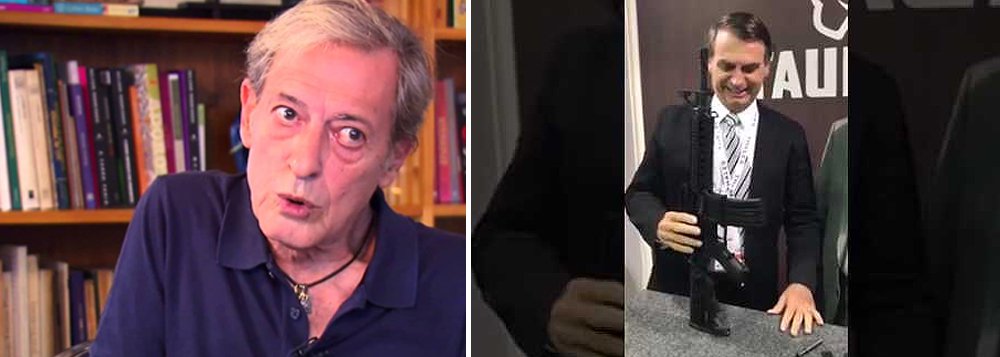 O colunista José Simão ironizou as recentes declarações do agora presidenciável Jair Bolsonaro, que defendeu a liberação da compra de armas no Brasil: "Minha Pistola, Minha Vida! Bolsa Tresoitão!" (Foto: Giuliana Miranda) O colunista José Simão ironizou as recentes declarações do agora presidenciável Jair Bolsonaro, que defendeu a liberação da compra de armas no Brasil: "Minha Pistola, Minha Vida! Bolsa Tresoitão!"