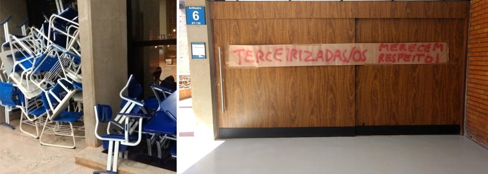 Estudantes da Universidade de Brasília (UnB) ocuparam um prédio da instituição rm protesto contra a demissão de terceirizados e cortes na educação; segudno manifestantes, faltou diálogo na discussão sobre o orçamento da universidade; a UnB acumula um déficit de R$ 100 milhões por causa da queda dos repasses federais (Foto: Leonardo Lucena) Estudantes da Universidade de Brasília (UnB) ocuparam um prédio da instituição rm protesto contra a demissão de terceirizados e cortes na educação; segudno manifestantes, faltou diálogo na discussão sobre o orçamento da universidade; a UnB acumula um déficit de R$ 100 milhões por causa da queda dos repasses federais