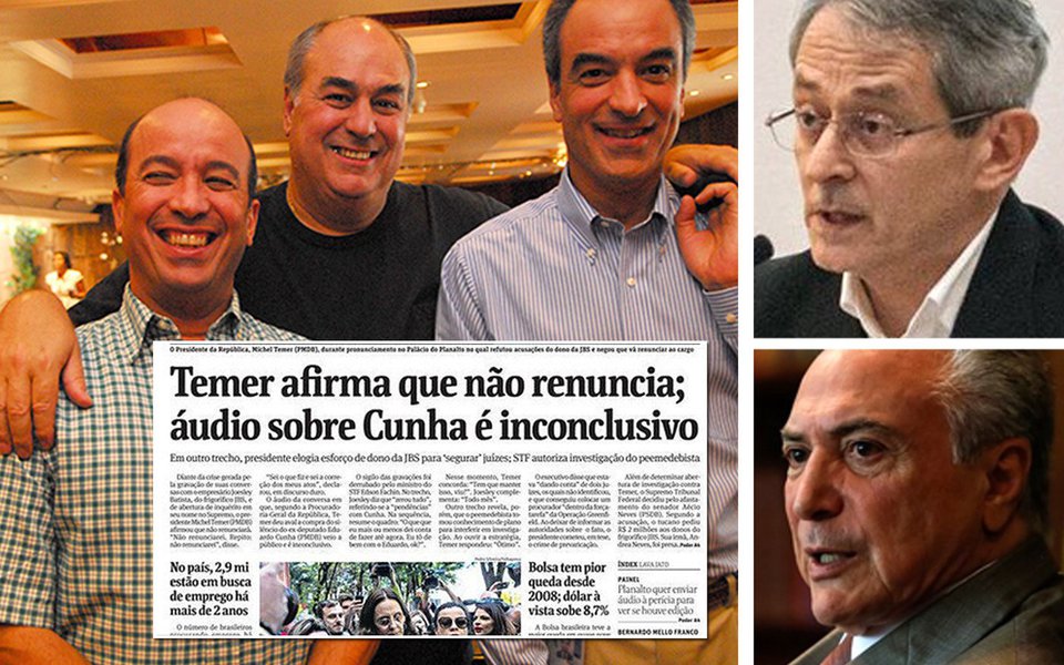 A Globo desmontou a farsa de uma perícia da Folha acerca dos áudios que comprometem o ilegítimo Michel Temer. A briga entre ambos expõe as vísceras do golpe que apoiam (Foto: Esmael Morais) A Globo desmontou a farsa de uma perícia da Folha acerca dos áudios que comprometem o ilegítimo Michel Temer. A briga entre ambos expõe as vísceras do golpe que apoiam
