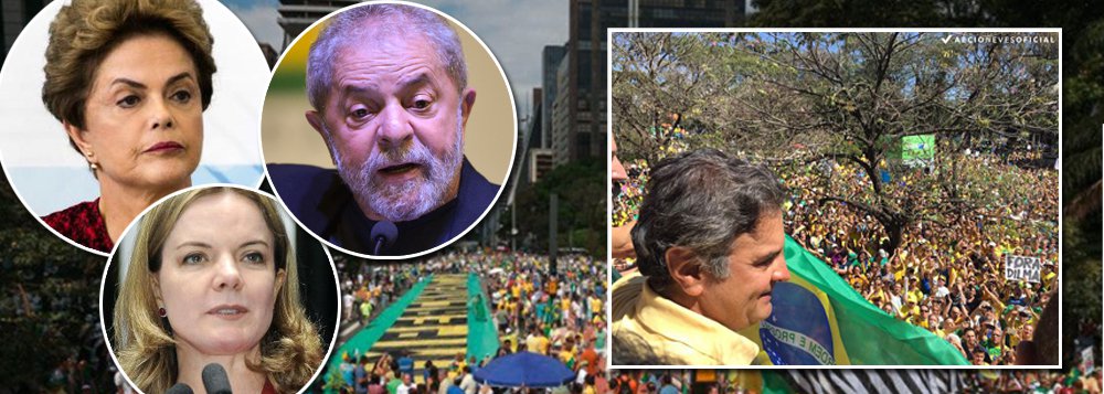 Responsável pelo golpe que destituiu uma presidente legítima, arrasou a economia brasileira e instalou no poder o governo mais impopular da história, o senador Aécio Neves (PSDB-MG) recebeu ontem, com a nota do PT, que condenava seu afastamento, uma surpreendente boia de salvação de onde menos se esperava; em troca, o Brasil não terá de volta o governo legítimo da presidente Dilma Rousseff nem a garantia de que o ex-presidente Lula estará livre de novas arbitrariedades; e por mais que o PT aponte ter agido em defesa do estado de direito, a leitura da sociedade será outra: a de um acordão para que todos se salvem (Foto: Leonardo Attuch) Responsável pelo golpe que destituiu uma presidente legítima, arrasou a economia brasileira e instalou no poder o governo mais impopular da história, o senador Aécio Neves (PSDB-MG) recebeu ontem, com a nota do PT, que condenava seu afastamento, uma surpreendente boia de salvação de onde menos se esperava; em troca, o Brasil não terá de volta o governo legítimo da presidente Dilma Rousseff nem a garantia de que o ex-presidente Lula estará livre de novas arbitrariedades; e por mais que o PT aponte ter agido em defesa do estado de direito, a leitura da sociedade será outra: a de um acordão para que todos se salvem