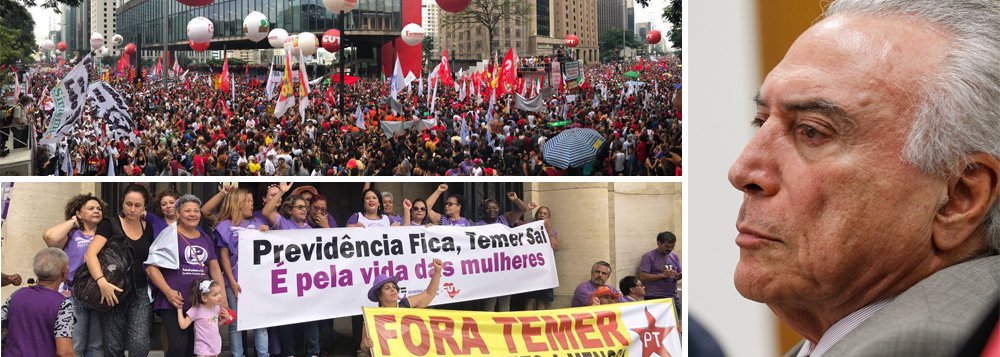 Central Única dos Trabalhadores garantiu nesta quarta-feira 4 que a mobilização dos trabalhadores cresce para a greve geral do próximo dia 28 de abril, e que a medida será decisiva contra o governo de Michel Temer; "Vamos parar o País no dia 28 de abril, mandando mais uma vez nosso recado para a quadrilha que tomou o poder através do golpe e para sua base de parlamentares corruptos no Congresso: nenhum direito a menos", disse a CUT em nota; alvos principais das manifestações são a reforma da Previdência, a reforma trabalhista, em tramitação no Congresso, e a terceirização irrestrita, sancionada por Temer
(Foto: Aquiles Lins) Central Única dos Trabalhadores garantiu nesta quarta-feira 4 que a mobilização dos trabalhadores cresce para a greve geral do próximo dia 28 de abril, e que a medida será decisiva contra o governo de Michel Temer; "Vamos parar o País no dia 28 de abril, mandando mais uma vez nosso recado para a quadrilha que tomou o poder através do golpe e para sua base de parlamentares corruptos no Congresso: nenhum direito a menos", disse a CUT em nota; alvos principais das manifestações são a reforma da Previdência, a reforma trabalhista, em tramitação no Congresso, e a terceirização irrestrita, sancionada por Temer