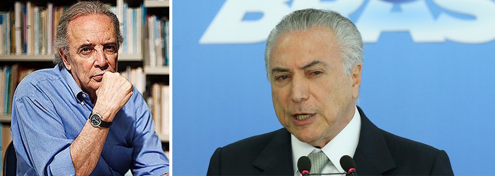 Num contundente artigo, o colunista Janio de Freitas aponta como é aberrante o governo de Michel Temer, que, mesmo rejeitado por 94% dos brasileiros e sem nenhuma legitimidade, se propõe a vender na bacia das almas as riquezas nacionais; "Governo em que 94 a cada 100 brasileiros não confiam nem deveria existir: é um dejeto institucional", afirma (Foto: Leonardo Attuch) Num contundente artigo, o colunista Janio de Freitas aponta como é aberrante o governo de Michel Temer, que, mesmo rejeitado por 94% dos brasileiros e sem nenhuma legitimidade, se propõe a vender na bacia das almas as riquezas nacionais; "Governo em que 94 a cada 100 brasileiros não confiam nem deveria existir: é um dejeto institucional", afirma
