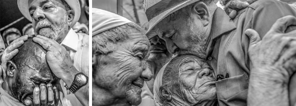 "Quando a gente olha a coleção de pinturas – desculpem, não são fotografias – feitas pelo Ricardo Stuckert durante a peregrinação que Lula faz pelas lonjuras do Brasil, vê-se que existe um amor que não é pouco e sobreviveu à mais intensa e canalha campanha de propaganda que já se desenvolveu no Brasil contra um líder político desde a que se fez contra Vargas. Mesmo contra Brizola, tenho de reconhecer, os limites foram superados e olhe que não é fácil fazer contra alguém o que a Globo fez contra ele", diz Fernando Brito, editor do Tijolaço (Foto: Leonardo Attuch) "Quando a gente olha a coleção de pinturas – desculpem, não são fotografias – feitas pelo Ricardo Stuckert durante a peregrinação que Lula faz pelas lonjuras do Brasil, vê-se que existe um amor que não é pouco e sobreviveu à mais intensa e canalha campanha de propaganda que já se desenvolveu no Brasil contra um líder político desde a que se fez contra Vargas. Mesmo contra Brizola, tenho de reconhecer, os limites foram superados e olhe que não é fácil fazer contra alguém o que a Globo fez contra ele", diz Fernando Brito, editor do Tijolaço