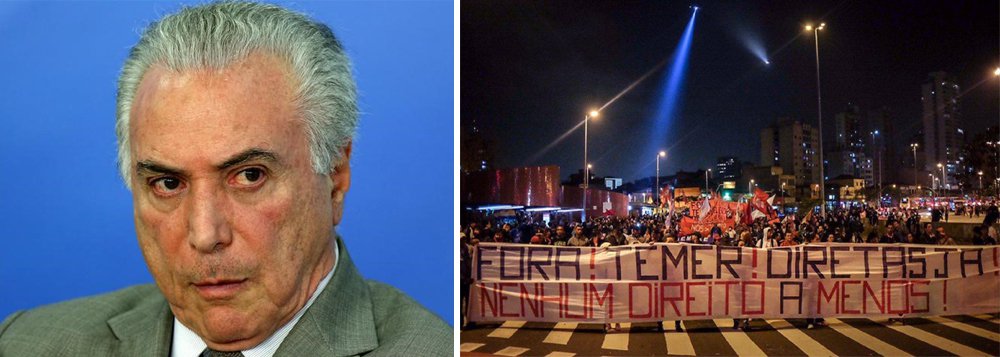Novo recorte da pesquisa Vox Populi encomendada pela CUT, divulgada neste fim de semana pela revista CartaCapital, revela que 78% dos brasileiros defendem que o Tribunal Superior Eleitoral casse o mandato de Michel Temer; depois de uma eventual cassação do presidente, a Cosntituição prevê que seu substituto seja escolhido por eleições indiretas, ou seja, pelo Congresso, mas a pesquisa também aponta que 90% dos entrevistados preferem escolher, via eleições diretas, o próximo presidente; as propostas de Temer para a reforma da Previdências e a Lei da Terceirização, que foi aprovada pelo Congresso, também são reprovadas quase que por unanimidade, com índices entre 80% e 93% (Foto: Gisele Federicce) Novo recorte da pesquisa Vox Populi encomendada pela CUT, divulgada neste fim de semana pela revista CartaCapital, revela que 78% dos brasileiros defendem que o Tribunal Superior Eleitoral casse o mandato de Michel Temer; depois de uma eventual cassação do presidente, a Cosntituição prevê que seu substituto seja escolhido por eleições indiretas, ou seja, pelo Congresso, mas a pesquisa também aponta que 90% dos entrevistados preferem escolher, via eleições diretas, o próximo presidente; as propostas de Temer para a reforma da Previdências e a Lei da Terceirização, que foi aprovada pelo Congresso, também são reprovadas quase que por unanimidade, com índices entre 80% e 93%