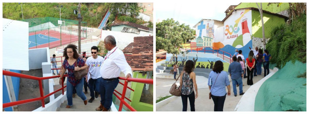 A equipe do ONU Habitat em Alagoas realizou um trabalho de campo nas grotas da capital, na comunidade do Ouro Preto, para iniciar o processo de ambientação com os locais e famílias beneficiadas pelo programa Vida Nova nas Grotas; o grupo foi a campo conhecer as transformações já realizadas e dificuldades vividas pelos moradores com o objetivo é aplicar as experiências práticas aos trabalhos que serão realizados no escritório (Foto: Voney Malta) A equipe do ONU Habitat em Alagoas realizou um trabalho de campo nas grotas da capital, na comunidade do Ouro Preto, para iniciar o processo de ambientação com os locais e famílias beneficiadas pelo programa Vida Nova nas Grotas; o grupo foi a campo conhecer as transformações já realizadas e dificuldades vividas pelos moradores com o objetivo é aplicar as experiências práticas aos trabalhos que serão realizados no escritório