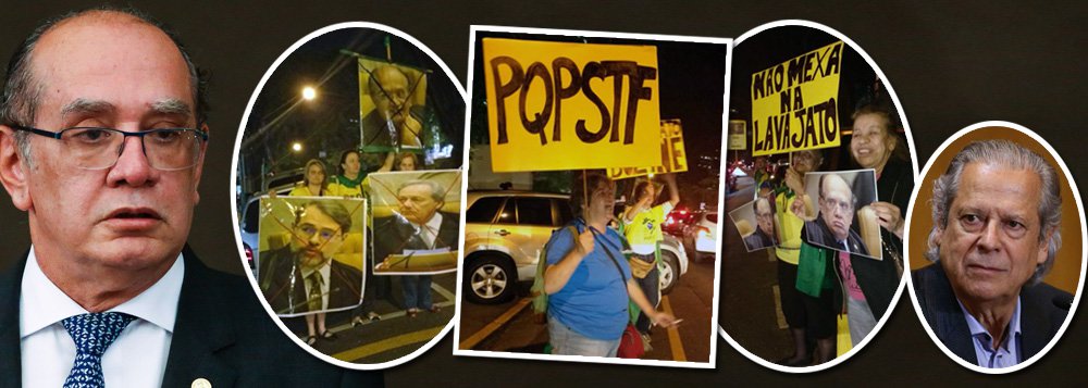 A semente do ódio plantada no Brasil por processos midiáticos, como o "mensalão" e a Lava Jato, fez brotar algo que muitos imaginavam ser impensável no País: o fascismo verde-amarelo; seu novo alvo é o ministro Gilmar Mendes, do Supremo Tribunal Federal, que deu o voto decisivo pela libertação do ministro José Dirceu, conforme determina a Constituição Brasileira, segundo a qual nenhum cidadão deve cumprir pena antes de condenação em segunda instância; nesta noite, manifestantes cercaram o Instituto de Direito Público, que pertence a Gilmar, pedindo sua cabeça; grupos de inspiração totalitária também disseminam abaixo-assinados pelo impeachment de Gilmar; alheio à chamada fúria das ruas, ele avisa que outros presos de Curitiba poderão ser libertados (Foto: Leonardo Attuch) A semente do ódio plantada no Brasil por processos midiáticos, como o "mensalão" e a Lava Jato, fez brotar algo que muitos imaginavam ser impensável no País: o fascismo verde-amarelo; seu novo alvo é o ministro Gilmar Mendes, do Supremo Tribunal Federal, que deu o voto decisivo pela libertação do ministro José Dirceu, conforme determina a Constituição Brasileira, segundo a qual nenhum cidadão deve cumprir pena antes de condenação em segunda instância; nesta noite, manifestantes cercaram o Instituto de Direito Público, que pertence a Gilmar, pedindo sua cabeça; grupos de inspiração totalitária também disseminam abaixo-assinados pelo impeachment de Gilmar; alheio à chamada fúria das ruas, ele avisa que outros presos de Curitiba poderão ser libertados