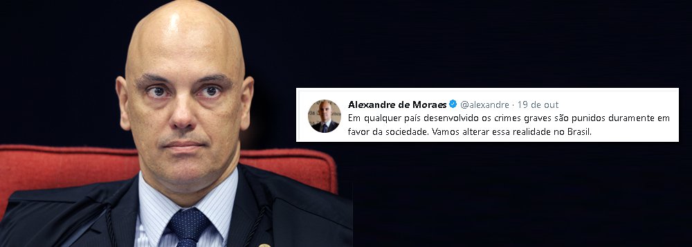 "Qualquer juiz que vota pensando em popularidade é um perigo. Muitas vezes as decisões são antipáticas. E essa é a função do STF. Por isso é o único Poder não eleito e vitalício. Não tem que fazer populismo. Se quer fazer, não seja juiz, procurador, promotor: seja político", disse o ministro Alexandre de Moraes, do Supremo Tribunal Federal; ele, no entanto, defendeu sua atuação pública no Twitter (Foto: Leonardo Attuch) "Qualquer juiz que vota pensando em popularidade é um perigo. Muitas vezes as decisões são antipáticas. E essa é a função do STF. Por isso é o único Poder não eleito e vitalício. Não tem que fazer populismo. Se quer fazer, não seja juiz, procurador, promotor: seja político", disse o ministro Alexandre de Moraes, do Supremo Tribunal Federal; ele, no entanto, defendeu sua atuação pública no Twitter