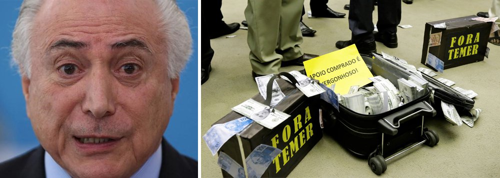 Num dos dias mais indignos da história do Brasil, em que Michel Temer exonerou dez ministros por um dia e mandou um deles, Antonio Imbassahy, comprar votos de deputados no plenário, o Congresso arquivou a acusação por corrupção passiva apresentada por Rodrigo Janot por 263 votos contra e 227 votos pela abertura de investigação (com 2 abstenções e 19 ausentes), em razão das propinas da JBS; base aliada de Temer estima ter 270 votos, mais do que os 172 necessários; operação para salvar Temer, aprovado por apenas 4% dos brasileiros, custou R$ 17 bilhões, segundo a agência alemã Deutsche Welle; votação desta tarde pode sacramentar a vitória da corrupção no Brasil (Foto: Aquiles Lins) Num dos dias mais indignos da história do Brasil, em que Michel Temer exonerou dez ministros por um dia e mandou um deles, Antonio Imbassahy, comprar votos de deputados no plenário, o Congresso arquivou a acusação por corrupção passiva apresentada por Rodrigo Janot por 263 votos contra e 227 votos pela abertura de investigação (com 2 abstenções e 19 ausentes), em razão das propinas da JBS; base aliada de Temer estima ter 270 votos, mais do que os 172 necessários; operação para salvar Temer, aprovado por apenas 4% dos brasileiros, custou R$ 17 bilhões, segundo a agência alemã Deutsche Welle; votação desta tarde pode sacramentar a vitória da corrupção no Brasil