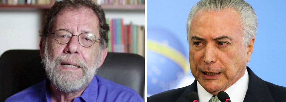 "Não estou me referindo a mala de 500 mil reais, nem o que ele combinou com o Joesley Batista. Não, não. O preço outro. Quanto custa para cada um de nós ter esse salafrário na presidência", explica o escritor; ele enumera os prejuízos: "corte de gastos, anulação do Estado brasileiro e venda do patrimônio"; assista seu comentário no site Nocaute (Foto: Gisele Federicce) "Não estou me referindo a mala de 500 mil reais, nem o que ele combinou com o Joesley Batista. Não, não. O preço outro. Quanto custa para cada um de nós ter esse salafrário na presidência", explica o escritor; ele enumera os prejuízos: "corte de gastos, anulação do Estado brasileiro e venda do patrimônio"; assista seu comentário no site Nocaute