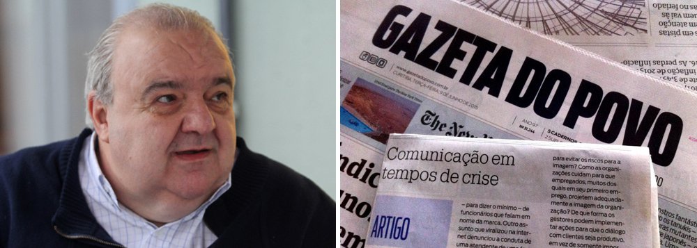 Coube ao prefeito de Curitiba Rafael Greca (PMN) anunciar solenemente a morte do jornal impresso Gazeta do Povo, que sucumbiu aos 99 anos; "epitáfio do prefeito curitibano é carregado de ironia, pois o grupo de comunicação torceu na última campanha de 2016 pela reeleição de Gustavo Fruet (PDT). Foi derrotado, perdeu a eleição", diz o jornalista Esmael Moraes; "A Gazeta do Povo que – entre milhares de notas tipográficas – participou meu nascimento e a morte de meus pais e avós, morreu ontem. Viveu 99 anos. Hoje é só memória", escreveu Greca (Foto: Paulo Emílio) Coube ao prefeito de Curitiba Rafael Greca (PMN) anunciar solenemente a morte do jornal impresso Gazeta do Povo, que sucumbiu aos 99 anos; "epitáfio do prefeito curitibano é carregado de ironia, pois o grupo de comunicação torceu na última campanha de 2016 pela reeleição de Gustavo Fruet (PDT). Foi derrotado, perdeu a eleição", diz o jornalista Esmael Moraes; "A Gazeta do Povo que – entre milhares de notas tipográficas – participou meu nascimento e a morte de meus pais e avós, morreu ontem. Viveu 99 anos. Hoje é só memória", escreveu Greca