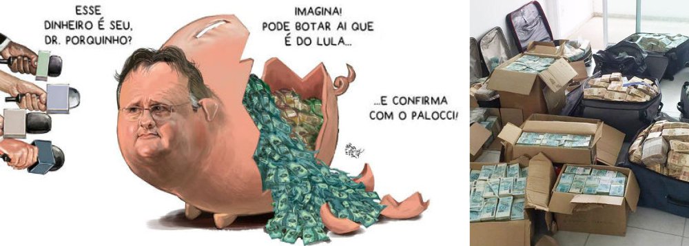 Editor do Tijolaço comenta a prisão de Geddel Vieira Lima, parceiro de Michel Temer na arrecadação e distribuição de propinas no PMDB, e lembra que a Globo, em toda a cobertura, diz que ele foi "ministro de Lula"; "Geddel esteve no governo Lula por que o PMDB o exigiu, pela mesma razão que esteve na Caixa, cota de Temer também ocupada por Moreira Franco. Mas na antessala de Michel Temer, desde o primeiro dia do golpe, esteve por livre opção – ou necessidade, como mostrou o caso do ex-ministro Antonio Calero", diz Brito; "Lula é uma obsessão da qual não se livram"; chargista Aroeira, um dos maiores do País, retrata a cena (Foto: Aquiles Lins) Editor do Tijolaço comenta a prisão de Geddel Vieira Lima, parceiro de Michel Temer na arrecadação e distribuição de propinas no PMDB, e lembra que a Globo, em toda a cobertura, diz que ele foi "ministro de Lula"; "Geddel esteve no governo Lula por que o PMDB o exigiu, pela mesma razão que esteve na Caixa, cota de Temer também ocupada por Moreira Franco. Mas na antessala de Michel Temer, desde o primeiro dia do golpe, esteve por livre opção – ou necessidade, como mostrou o caso do ex-ministro Antonio Calero", diz Brito; "Lula é uma obsessão da qual não se livram"; chargista Aroeira, um dos maiores do País, retrata a cena