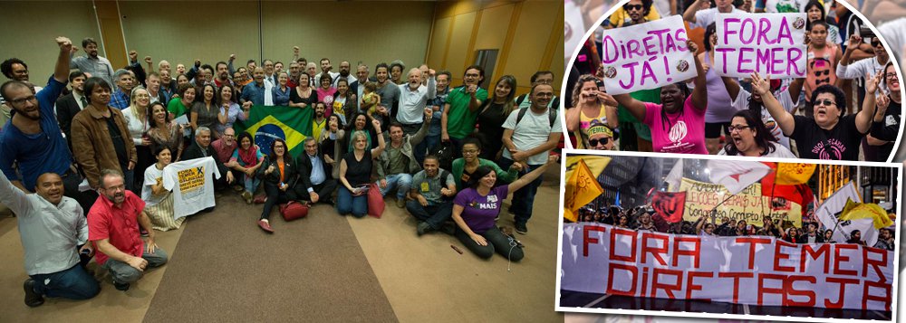 Mais de 55 entidades representativas de diferentes setores da sociedade civil, de um amplo espectro político, criaram nesta segunda-feira 5, em Brasília, a "Frente Ampla Nacional pelas Diretas Já"; o movimento, que é suprapartidário, será lançado oficialmente no Congresso em um ato na próxima quarta-feira 7; iniciativa é mais uma demonstração de que a população quer a saída de Michel Temer do poder e escolher o novo presidente da República; pesquisa CUT/Vox Populi divulgada nesta segunda-feira 5 apontou que 85% dos brasileiros querem a cassação de Temer e 89% defendem eleições diretas (Foto: Ana Pupulin) Mais de 55 entidades representativas de diferentes setores da sociedade civil, de um amplo espectro político, criaram nesta segunda-feira 5, em Brasília, a "Frente Ampla Nacional pelas Diretas Já"; o movimento, que é suprapartidário, será lançado oficialmente no Congresso em um ato na próxima quarta-feira 7; iniciativa é mais uma demonstração de que a população quer a saída de Michel Temer do poder e escolher o novo presidente da República; pesquisa CUT/Vox Populi divulgada nesta segunda-feira 5 apontou que 85% dos brasileiros querem a cassação de Temer e 89% defendem eleições diretas