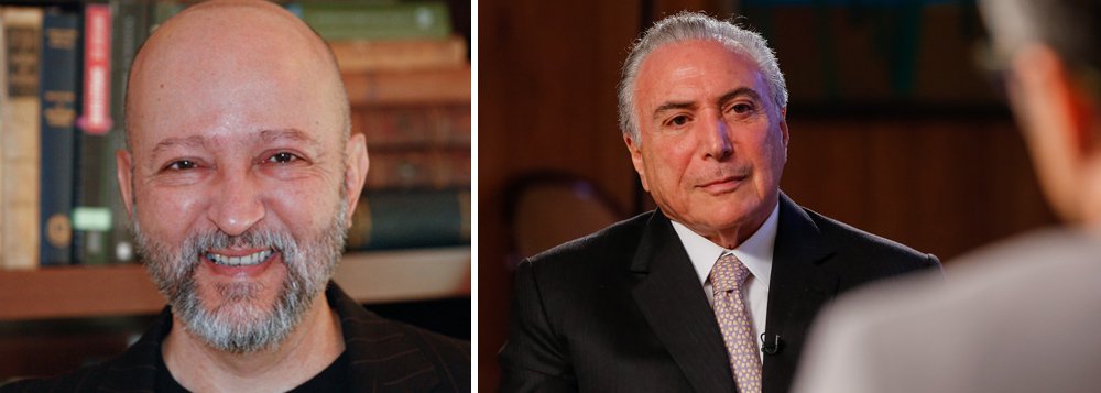 "Quando escuta Temer dizer que fica "triste" com a suspeita de roubalheira que recai sobre tantos políticos, a plateia boceja de tédio. As manifestações do presidente dão sono antes de irritar. Confrontadas com os avanços da Lava Jato, suas palavras mostram que, no Brasil da Lava jato, o pesadelo tornou-se menos penoso do que o despertar", afirma o colunista Josias de Souza, sobre a entrevista de Michel Temer à imprensa espanhola; Segundo Josias, do ponto de vista político, Temer se esforça para simbolizar "o que há de mais anacrônico". "Acossado pela hecatombe moral, Temer reage à moda do avestruz: enfia a cabeça na sua pseudo-tristeza. De duas, uma: ou Temer morrerá de tédio ou acabará gritando diante do espelho: 'Fora, Temer'", afirma (Foto: Aquiles Lins) "Quando escuta Temer dizer que fica "triste" com a suspeita de roubalheira que recai sobre tantos políticos, a plateia boceja de tédio. As manifestações do presidente dão sono antes de irritar. Confrontadas com os avanços da Lava Jato, suas palavras mostram que, no Brasil da Lava jato, o pesadelo tornou-se menos penoso do que o despertar", afirma o colunista Josias de Souza, sobre a entrevista de Michel Temer à imprensa espanhola; Segundo Josias, do ponto de vista político, Temer se esforça para simbolizar "o que há de mais anacrônico". "Acossado pela hecatombe moral, Temer reage à moda do avestruz: enfia a cabeça na sua pseudo-tristeza. De duas, uma: ou Temer morrerá de tédio ou acabará gritando diante do espelho: 'Fora, Temer'", afirma