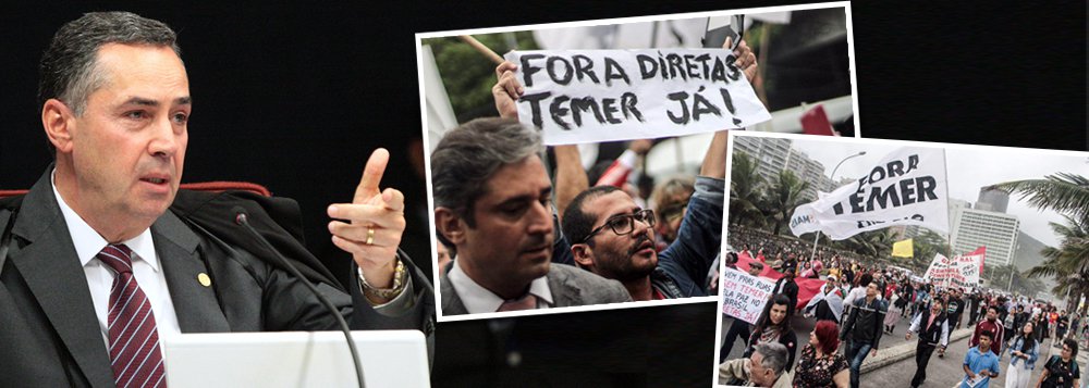 Supremo pode julgar nos próximos dias uma ação apresentada pelo PSD que questiona a constitucionalidade de artigos do Código Eleitoral, que, depois de minirreforma, passou a prever as eleições diretas; a ação foi liberada para julgamento da corte pelo ministro Luís Roberto Barroso, em meio à espera de que Michel Temer renuncie ao mandato após o escândalo do áudio divulgado pelo empresário Joesley Batista, da JBS, envolvendo o peemedebista; Temer foi acusado pela PGR por corrupção, organização criminosa e obstrução à Justiça; ele também pode ser cassado pelo TSE; segundo o Datafolha, 85% querem diretas (Foto: Gisele Federicce) Supremo pode julgar nos próximos dias uma ação apresentada pelo PSD que questiona a constitucionalidade de artigos do Código Eleitoral, que, depois de minirreforma, passou a prever as eleições diretas; a ação foi liberada para julgamento da corte pelo ministro Luís Roberto Barroso, em meio à espera de que Michel Temer renuncie ao mandato após o escândalo do áudio divulgado pelo empresário Joesley Batista, da JBS, envolvendo o peemedebista; Temer foi acusado pela PGR por corrupção, organização criminosa e obstrução à Justiça; ele também pode ser cassado pelo TSE; segundo o Datafolha, 85% querem diretas