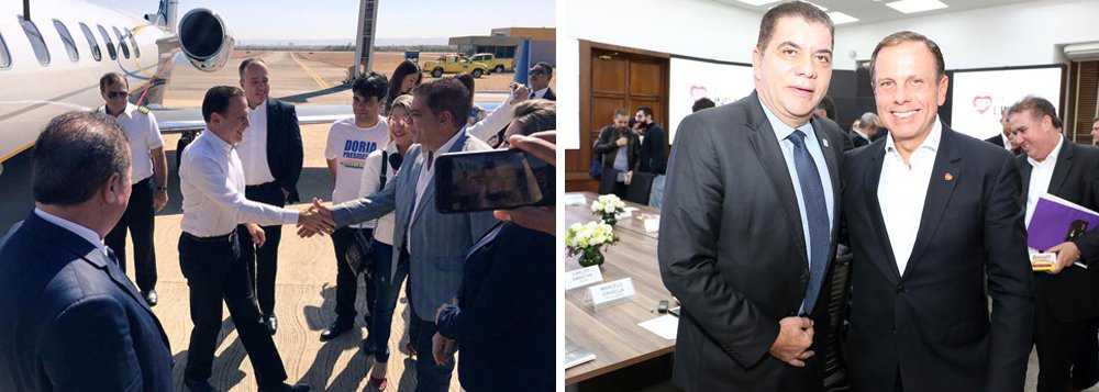 Enquanto trai o governador Geraldo Alckmin (PSDB) à luz do dia, abandona a cidade de São Paulo e faz campanha presidencial antecipada, o prefeito de São Paulo, João Doria (PSDB), exercita o cinismo ao dizer desconhecer quem preparou as faixas "Doria presidente" com as quais foi recebido em Palmas (TO) nesta manhã; “Não se trata de fazer pré-campanha, mas de compartilhar métodos de gestão. De toda forma ajuda sim, a conhecer a realidade do interior do País”, disse o tucano; Doria tenta repetir a estratégia de seu guru Donald Trump, que tomou de assalto o Partido Republicano e se tornou presidente dos Estados Unidos, deixando para trás nomes tradicionais da máquina partidária; resta saber como Alckmin agirá para enquadrar sua cria (Foto: Leonardo Lucena) Enquanto trai o governador Geraldo Alckmin (PSDB) à luz do dia, abandona a cidade de São Paulo e faz campanha presidencial antecipada, o prefeito de São Paulo, João Doria (PSDB), exercita o cinismo ao dizer desconhecer quem preparou as faixas "Doria presidente" com as quais foi recebido em Palmas (TO) nesta manhã; “Não se trata de fazer pré-campanha, mas de compartilhar métodos de gestão. De toda forma ajuda sim, a conhecer a realidade do interior do País”, disse o tucano; Doria tenta repetir a estratégia de seu guru Donald Trump, que tomou de assalto o Partido Republicano e se tornou presidente dos Estados Unidos, deixando para trás nomes tradicionais da máquina partidária; resta saber como Alckmin agirá para enquadrar sua cria