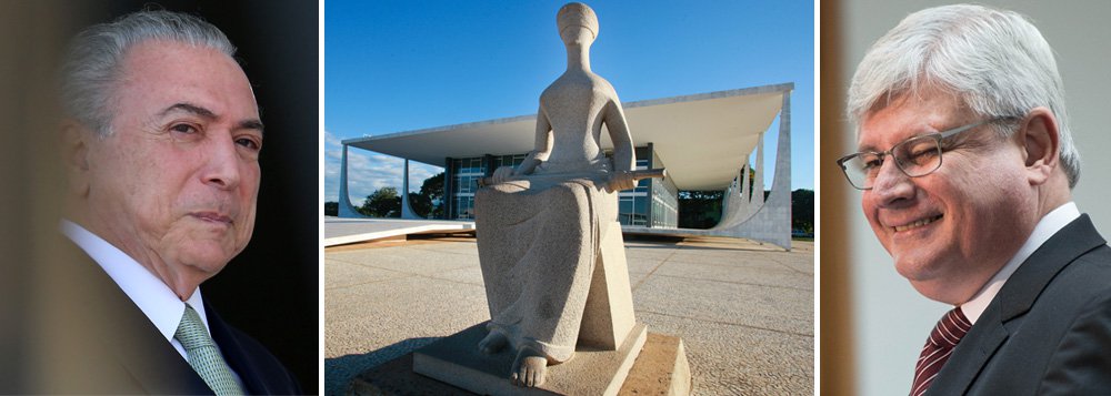 Michel Temer, que é acusado de chefiar uma quadrilha que assaltou o Estado, sofreu uma importante derrota nesta quarta-feira, 13; por unanimidade, os ministros do Supremo Tribunal Federal (STF) votaram nesta quarta-feira para rejeitar a arguição de suspeição do procurador-geral da República, Rodrigo Janot, feita pela defesa do presidente Michel Temer; votaram para rejeitar o pedido o relator, Alexandre de Moraes, Rosa Weber, Luiz Fux, Dias Toffoli, Ricardo Lewandowski, Marco Aurélio Mello, Celso de Mello e a presidente da corte, Cármen Lúcia. Não participaram do julgamento Roberto Barroso e Gilmar Mendes, este último o maior crítico da atuação do atual chefe do Ministério Público Federal (Foto: Aquiles Lins) Michel Temer, que é acusado de chefiar uma quadrilha que assaltou o Estado, sofreu uma importante derrota nesta quarta-feira, 13; por unanimidade, os ministros do Supremo Tribunal Federal (STF) votaram nesta quarta-feira para rejeitar a arguição de suspeição do procurador-geral da República, Rodrigo Janot, feita pela defesa do presidente Michel Temer; votaram para rejeitar o pedido o relator, Alexandre de Moraes, Rosa Weber, Luiz Fux, Dias Toffoli, Ricardo Lewandowski, Marco Aurélio Mello, Celso de Mello e a presidente da corte, Cármen Lúcia. Não participaram do julgamento Roberto Barroso e Gilmar Mendes, este último o maior crítico da atuação do atual chefe do Ministério Público Federal