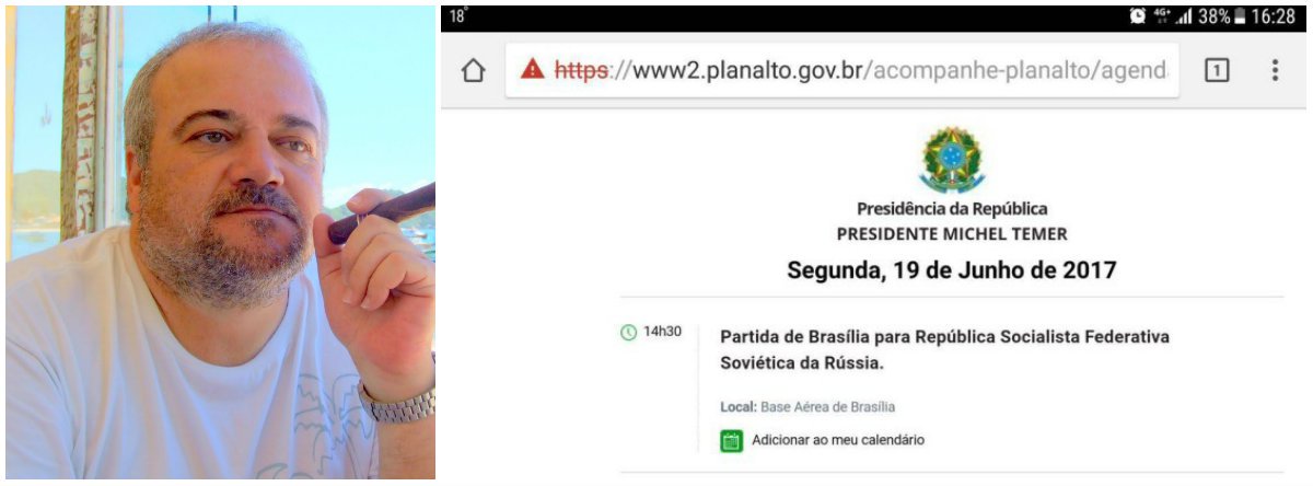 Jornalista Mario Marona, ex-Globo, destaca em seu Facebook os fatos do País em apenas um dia; um político diz que não pode ter se encontrado com um empresário corrupto porque na data estava preso, um ministro se encontra com o chefe da CIA no Brasil e divulga sua identidade e Temer viaja para a União Soviética; "Como será amanhã?", pergunta ele (Foto: Gisele Federicce) Jornalista Mario Marona, ex-Globo, destaca em seu Facebook os fatos do País em apenas um dia; um político diz que não pode ter se encontrado com um empresário corrupto porque na data estava preso, um ministro se encontra com o chefe da CIA no Brasil e divulga sua identidade e Temer viaja para a União Soviética; "Como será amanhã?", pergunta ele