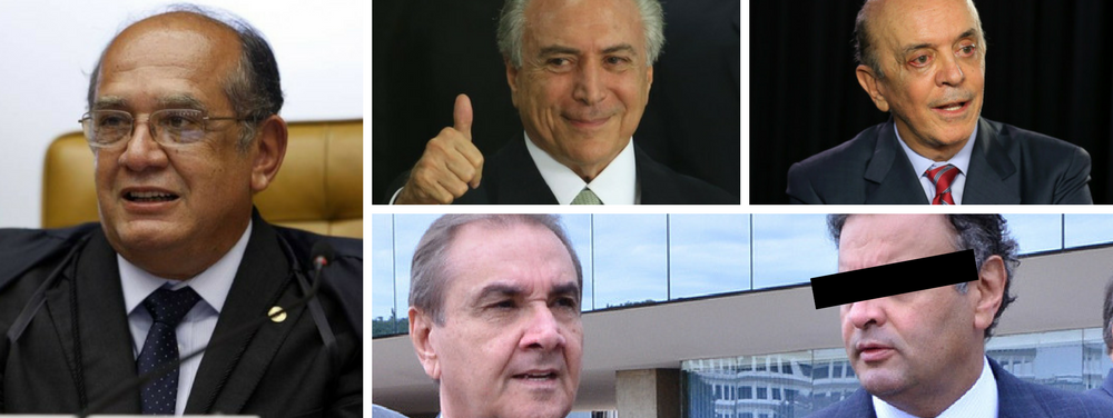 Ministro do Supremo Tribunal Federal recebeu em sua casa políticos que são alvo de pedidos de inquérito do procurador-geral Rodrigo Janot, além de Michel Temer, acusado de organizar um encontro no Jaburu para pedir R$ 10 milhões do caixa dois da Odebrecht; lista dos convidados do convescote de Gilmar inclui José Serra, suspeito de receber R$ 23 milhões na Suíça, e Aécio Neves, o político tarja preta delatado por esquemas em Furnas, no Banco Rural e nas obras da Cidade Administrativa de Minas Gerais; também participaram do encontro nomes como Rodrigo Maia, Eunício Oliveira e Agripino Maia, todos também investigados por propinas e caixa dois; em Brasília, ninguém se preocupa mais com as aparências (Foto: Giuliana Miranda) www.brasil247.com - Ministro do Supremo Tribunal Federal recebeu em sua casa políticos que são alvo de pedidos de inquérito do procurador-geral Rodrigo Janot, além de Michel Temer, acusado de organizar um encontro no Jaburu para pedir R$ 10 milhões do caixa dois da Odebrecht; lista dos convidados do convescote de Gilmar inclui José Serra, suspeito de receber R$ 23 milhões na Suíça, e Aécio Neves, o político tarja preta delatado por esquemas em Furnas, no Banco Rural e nas obras da Cidade Administrativa de Minas Gerais; também participaram do encontro nomes como Rodrigo Maia, Eunício Oliveira e Agripino Maia, todos também investigados por propinas e caixa dois; em Brasília, ninguém se preocupa mais com as aparências
