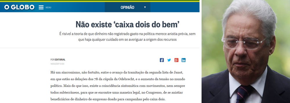 "Operações à margem de controles e registros legais são punidas, por lei", lembra editorial do jornal O Globo nesta terça-feira; "As leis são claras. As interpretações é que são de conveniência. Faz sentido investigar e punir o uso da lavagem de propina via doação formalmente legal a políticos, assim como dar a devida importância à origem dos recursos como fator determinante para se avaliar a lisura da operação", destaca (Foto: Felipe L. Goncalves) "Operações à margem de controles e registros legais são punidas, por lei", lembra editorial do jornal O Globo nesta terça-feira; "As leis são claras. As interpretações é que são de conveniência. Faz sentido investigar e punir o uso da lavagem de propina via doação formalmente legal a políticos, assim como dar a devida importância à origem dos recursos como fator determinante para se avaliar a lisura da operação", destaca