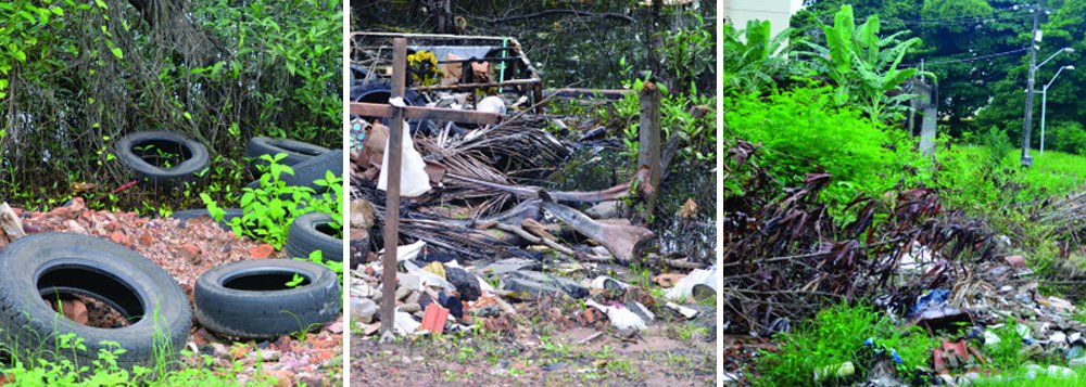 Um grupo de pessoas diz que joga lixo no Parque Estadual da Lagoa da Jansen (APA), em São Luís (MA), por falta de um contêiner e pelo abandono do poder público; a área mais crítica vai do final da Rua das Andirobas até o final da Av. Grande Oriente no bairro do Renascença (sentido Clínica São Marcos - Lagoa), considerada área nobre da cidade; são quase 500 metros de área onde estão sendo despejados os lixos no entorno da lagoa, entre o calçadão e a margem (Foto: Leonardo Lucena) Um grupo de pessoas diz que joga lixo no Parque Estadual da Lagoa da Jansen (APA), em São Luís (MA), por falta de um contêiner e pelo abandono do poder público; a área mais crítica vai do final da Rua das Andirobas até o final da Av. Grande Oriente no bairro do Renascença (sentido Clínica São Marcos - Lagoa), considerada área nobre da cidade; são quase 500 metros de área onde estão sendo despejados os lixos no entorno da lagoa, entre o calçadão e a margem