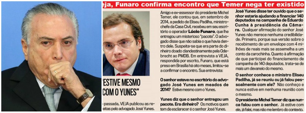 Jornalista Fernando Brito, do Tijolaço, avalia que a declaração publicada em Veja do corretor Lúcio Bolonha Funaro sobre José Yunes, amigo e ex-assessor de Michel Temer, "mostra que virá chumbo grosso na inevitável acareação entre o 'mala de Cunha' e o 'mula' do Temer", em referência a Funaro e a Yunes, respectivamente; "Depois da perda de Geddel Vieira Lima e de Eliseu Padilha, tem problemas agora também com Sandro Mabel, que pediu para sair do que resta da articulação política, diz o Estadão", acrescenta o blogueiro; "Como diz o samba, não fica um, meu irmão…" (Foto: Leonardo Lucena) Jornalista Fernando Brito, do Tijolaço, avalia que a declaração publicada em Veja do corretor Lúcio Bolonha Funaro sobre José Yunes, amigo e ex-assessor de Michel Temer, "mostra que virá chumbo grosso na inevitável acareação entre o 'mala de Cunha' e o 'mula' do Temer", em referência a Funaro e a Yunes, respectivamente; "Depois da perda de Geddel Vieira Lima e de Eliseu Padilha, tem problemas agora também com Sandro Mabel, que pediu para sair do que resta da articulação política, diz o Estadão", acrescenta o blogueiro; "Como diz o samba, não fica um, meu irmão…"