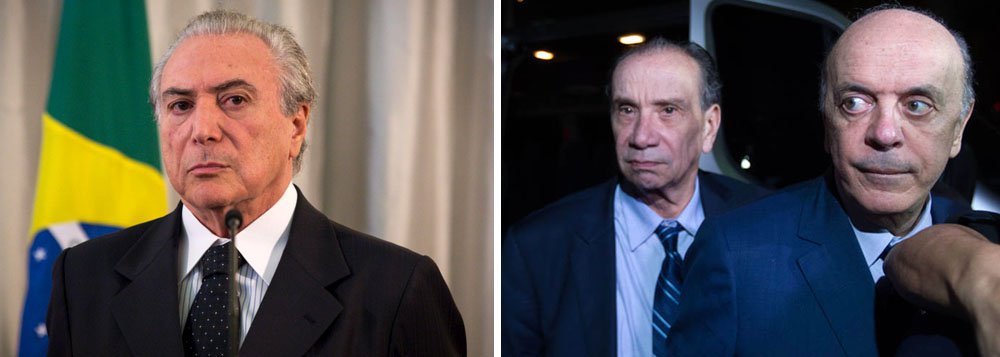 "O governo do golpe não tem política internacional, por isso colocou no cargo de ministro de relações exteriores dois conspícuos e irrelevantes representes do finado mundo da guerra fria. Tanto Serra como quem o sucede projetam no campo internacional, de forma mecânica, os enfrentamentos da direita dentro do Brasil. Atacam a governos progressistas com a mesma fúria com que atacam o PT, os sindicatos, os opositores ao golpe", diz o colunista do 247 Emir Sader sobre Aloysio Nunes; para ele, os tucanos, "derrotados sucessivamente nas eleições", "colocam em prática não uma política, mas uma postura de hostilidade a inimigos externos, destruindo tudo o que foi construído ao longo deste século. Deixando o Brasil na situação mais ridícula que ele jamais ocupou no plano internacional" (Foto: Emir Sader) "O governo do golpe não tem política internacional, por isso colocou no cargo de ministro de relações exteriores dois conspícuos e irrelevantes representes do finado mundo da guerra fria. Tanto Serra como quem o sucede projetam no campo internacional, de forma mecânica, os enfrentamentos da direita dentro do Brasil. Atacam a governos progressistas com a mesma fúria com que atacam o PT, os sindicatos, os opositores ao golpe", diz o colunista do 247 Emir Sader sobre Aloysio Nunes; para ele, os tucanos, "derrotados sucessivamente nas eleições", "colocam em prática não uma política, mas uma postura de hostilidade a inimigos externos, destruindo tudo o que foi construído ao longo deste século. Deixando o Brasil na situação mais ridícula que ele jamais ocupou no plano internacional"