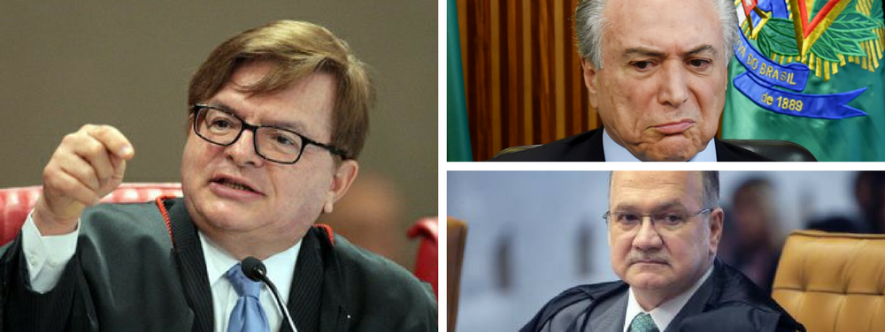 Herman Benjamin, Edson Fachin e Michel Temer (Foto: Giuliana Miranda) Herman Benjamin, Edson Fachin e Michel Temer