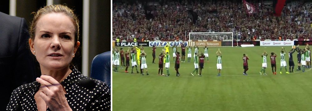 Em pronunciamento nesta segunda-feira 20, um dia após o clássico entre Atlético Paranaense e Coritiba ser cancelado por ordem da Federação Paranaense de Futebol (FPF), que se opôs à transmissão do jogo de forma independente e online, e não pela Globo, a senadora Gleisi Hoffmann (PT-PR) afirmou que o futebol brasileiro precisa ser reorganizado e a transmissão dos jogos deve ser democratizada (Foto: Ana Pupulin) Em pronunciamento nesta segunda-feira 20, um dia após o clássico entre Atlético Paranaense e Coritiba ser cancelado por ordem da Federação Paranaense de Futebol (FPF), que se opôs à transmissão do jogo de forma independente e online, e não pela Globo, a senadora Gleisi Hoffmann (PT-PR) afirmou que o futebol brasileiro precisa ser reorganizado e a transmissão dos jogos deve ser democratizada