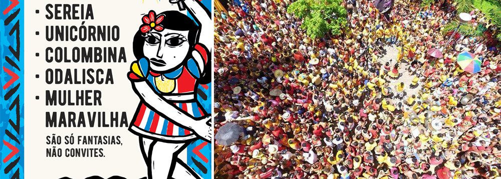 “Sereia, unicórnio, colombina, odalisca, mulher maravilha. São só fantasias, não convites”; esta é uma das frases do Pequeno Manual Prático de Como Não ser um Babaca no Carnaval, campanha da prefeitura do Recife contra o assédio a mulheres nos festejos de Momo, lançada nas redes sociais; este é o segundo ano consecutivo da campanha (“edição 2, para os que ainda não entenderam”, diz a peça publicitária), que usa gírias regionais e ironia para indicar casos em que o assédio é configurado (Foto: Leonardo Lucena) “Sereia, unicórnio, colombina, odalisca, mulher maravilha. São só fantasias, não convites”; esta é uma das frases do Pequeno Manual Prático de Como Não ser um Babaca no Carnaval, campanha da prefeitura do Recife contra o assédio a mulheres nos festejos de Momo, lançada nas redes sociais; este é o segundo ano consecutivo da campanha (“edição 2, para os que ainda não entenderam”, diz a peça publicitária), que usa gírias regionais e ironia para indicar casos em que o assédio é configurado