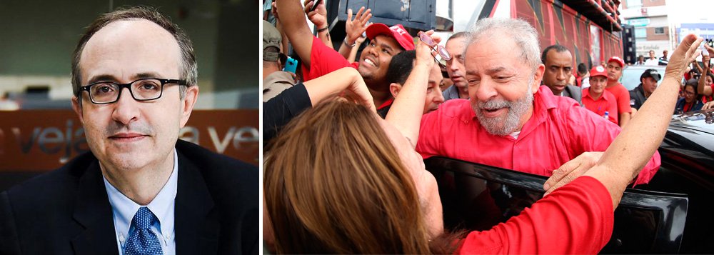 "Os inocentes acham que o PT é carta fora do baralho. O partido não vai bem das pernas. Lula sempre foi outra coisa, e não percebê-lo constitui erro fatal, que se está cometendo de novo", escreve o blogueiro de Veja; no mesmo post, ele afirma que "é possível combater a corrupção e o crime sem desrespeitar a lei. E a Lava Jato desrespeita" (Foto: Gisele Federicce) "Os inocentes acham que o PT é carta fora do baralho. O partido não vai bem das pernas. Lula sempre foi outra coisa, e não percebê-lo constitui erro fatal, que se está cometendo de novo", escreve o blogueiro de Veja; no mesmo post, ele afirma que "é possível combater a corrupção e o crime sem desrespeitar a lei. E a Lava Jato desrespeita"