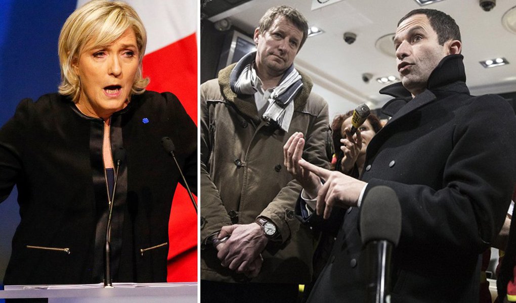 Candidatos à Presidência da França Benoît Hamon, do Partido Socialista, e Jean-Luc Mélenchon, do movimento de esquerda França Insubmissa, descartaram nesta segunda-feira, 27, uma candidatura única da esquerda francesa para fazer frente à ultradireitista Marine Le Pen nas eleições marcadas para o fim de abril; "A 50 dias do primeiro turno, não é possível sanar as diferenças que, por exemplo, nos separam em torno de temas essenciais como a questão da União Europeia", disse Mélenchon, acrescentando que ele e Hamon decidiram prosseguir com suas candidaturas próprias e acordaram "um código de respeito mútuo durante a campanha" (Foto: Aquiles Lins) Candidatos à Presidência da França Benoît Hamon, do Partido Socialista, e Jean-Luc Mélenchon, do movimento de esquerda França Insubmissa, descartaram nesta segunda-feira, 27, uma candidatura única da esquerda francesa para fazer frente à ultradireitista Marine Le Pen nas eleições marcadas para o fim de abril; "A 50 dias do primeiro turno, não é possível sanar as diferenças que, por exemplo, nos separam em torno de temas essenciais como a questão da União Europeia", disse Mélenchon, acrescentando que ele e Hamon decidiram prosseguir com suas candidaturas próprias e acordaram "um código de respeito mútuo durante a campanha"
