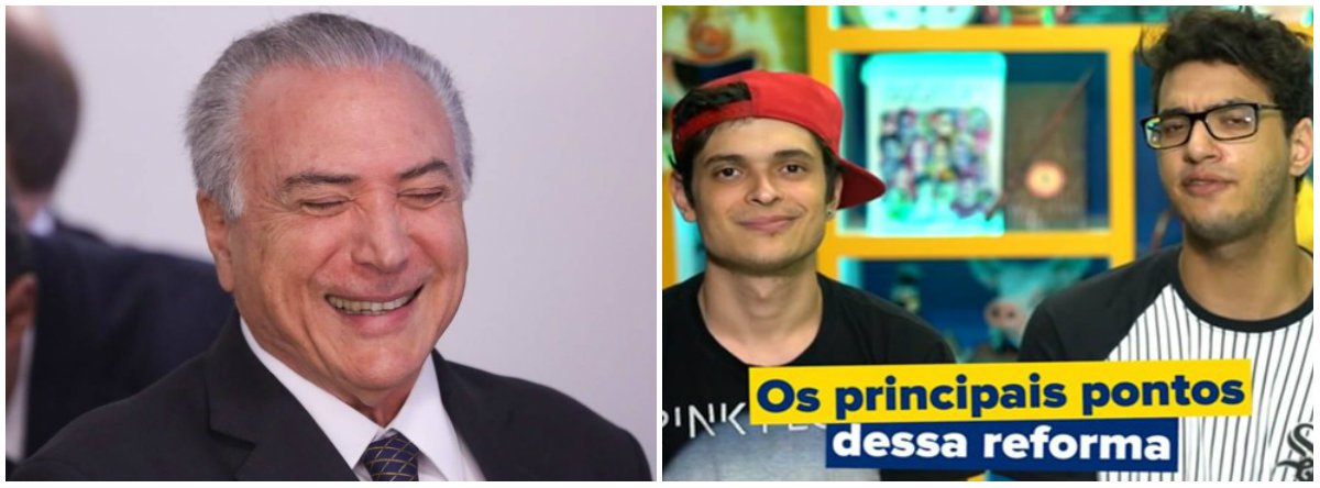 Só a ingenuidade nos faz sentir espanto ao ver que o youtuber de Temer é caricatamente racista, misógino e homofóbico. Essa é a alma do golpe, cujo projeto é revogar tudo, absolutamente tudo que conseguimos produzir de avanço civilizatório de 1500 até hoje (Foto: Luis Felipe Miguel) Só a ingenuidade nos faz sentir espanto ao ver que o youtuber de Temer é caricatamente racista, misógino e homofóbico. Essa é a alma do golpe, cujo projeto é revogar tudo, absolutamente tudo que conseguimos produzir de avanço civilizatório de 1500 até hoje