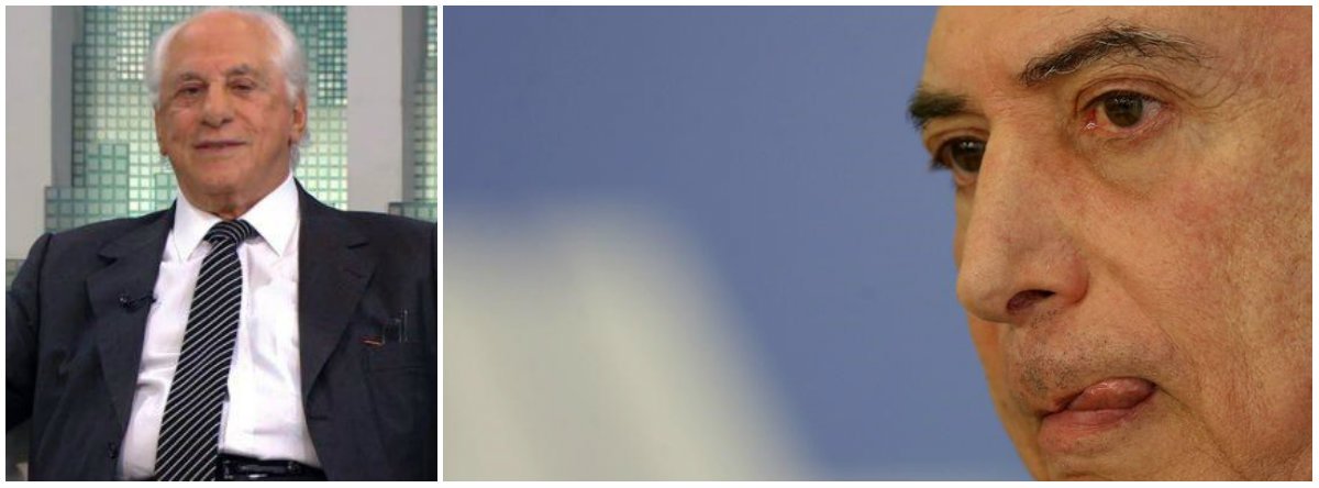 "Temer ainda não se deu conta da encrenca em que se meteu ao admitir publicamente ter pedido dinheiro para o PMDB a Marcelo Odebrecht num jantar no Palácio do Jaburu, em maio de 2014. Ele tenta se justificar com o argumento de que pediu dinheiro 'legal' e não 'ilegal', mas esquece que um prédio público, como é a residência oficial do vice-presidente da República, não é lugar para pedir dinheiro a ninguém, legal ou ilegal, para o partido do qual era o presidente", destaca o colunista Alex Solnik; "Se essa parte da negociação com a Odebrecht, confessada por Temer, já é passível de punição, e punição severa que não pode ser menor do que a perda de seu cargo, a parte que ele nega, mas que seu melhor amigo já contou para Deus e o mundo, eleva a punição ao cubo", alerta o jornalista (Foto: Alex Solnik) "Temer ainda não se deu conta da encrenca em que se meteu ao admitir publicamente ter pedido dinheiro para o PMDB a Marcelo Odebrecht num jantar no Palácio do Jaburu, em maio de 2014. Ele tenta se justificar com o argumento de que pediu dinheiro 'legal' e não 'ilegal', mas esquece que um prédio público, como é a residência oficial do vice-presidente da República, não é lugar para pedir dinheiro a ninguém, legal ou ilegal, para o partido do qual era o presidente", destaca o colunista Alex Solnik; "Se essa parte da negociação com a Odebrecht, confessada por Temer, já é passível de punição, e punição severa que não pode ser menor do que a perda de seu cargo, a parte que ele nega, mas que seu melhor amigo já contou para Deus e o mundo, eleva a punição ao cubo", alerta o jornalista