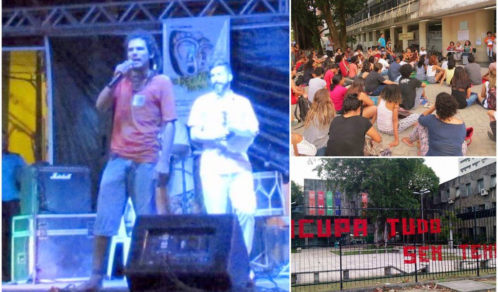 Estudante de Artes e Comunicações da UFPE, Leon Sousa apresentou sua defesa à Comissão de Inquérito Administrativo da universidade; ele foi um dos líderes das ocupações no campus e é acusado de participar de supostos arrombamentos e furtos nas dependências da instituição; "Eu vos acuso de amesquinharem carreiras brilhantes na Universidade de Pernambuco com a aceitação deste papel sinistro de reprimir a Legítima Luta dos Estudantes em Defesa desse mesma Universidade Pública", disse Leon; "Vocês não me calarão, porque eu estou consciente de que meu papel como Cidadão é Defender a República e a Constituição que o Governo Ilegal e Ilegítimo que vocês representam está aviltando dia após dia" (Foto: Aquiles Lins) Estudante de Artes e Comunicações da UFPE, Leon Sousa apresentou sua defesa à Comissão de Inquérito Administrativo da universidade; ele foi um dos líderes das ocupações no campus e é acusado de participar de supostos arrombamentos e furtos nas dependências da instituição; "Eu vos acuso de amesquinharem carreiras brilhantes na Universidade de Pernambuco com a aceitação deste papel sinistro de reprimir a Legítima Luta dos Estudantes em Defesa desse mesma Universidade Pública", disse Leon; "Vocês não me calarão, porque eu estou consciente de que meu papel como Cidadão é Defender a República e a Constituição que o Governo Ilegal e Ilegítimo que vocês representam está aviltando dia após dia"