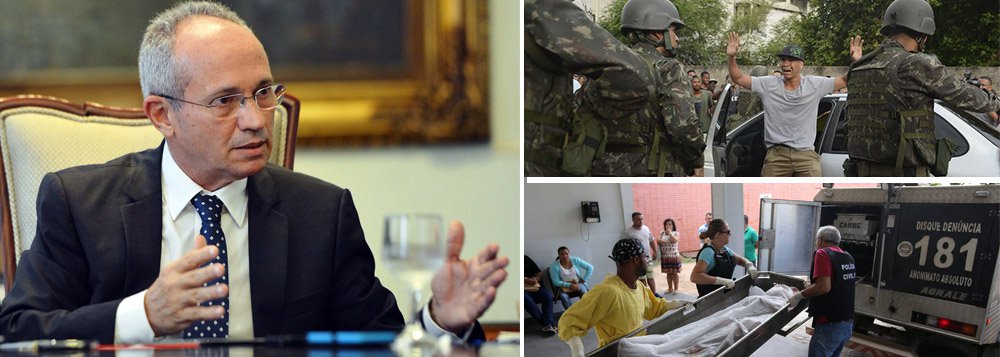 Em meio ao caos da segurança pública no Espírito Santo, que já produziu 121 mortes e prejuízos de R$ 300 milhões ao comércio, o governador Paulo Hartung, do PMDB, desistiu de negociar; nesta sexta, 700 policiais foram indiciados por revolta e poderão pegar até 20 anos de prisão; com medo, população capixaba está presa em suas casas; caos da segurança ameaça chegar ao Rio de Janeiro, onde esposas de policiais tentam impedi-los de trabalhar; enquanto isso, o ministro da Justiça, Alexandre Moraes, cabala votos para conseguir passar na sabatina para o STF
(Foto: Aquiles Lins) Em meio ao caos da segurança pública no Espírito Santo, que já produziu 121 mortes e prejuízos de R$ 300 milhões ao comércio, o governador Paulo Hartung, do PMDB, desistiu de negociar; nesta sexta, 700 policiais foram indiciados por revolta e poderão pegar até 20 anos de prisão; com medo, população capixaba está presa em suas casas; caos da segurança ameaça chegar ao Rio de Janeiro, onde esposas de policiais tentam impedi-los de trabalhar; enquanto isso, o ministro da Justiça, Alexandre Moraes, cabala votos para conseguir passar na sabatina para o STF