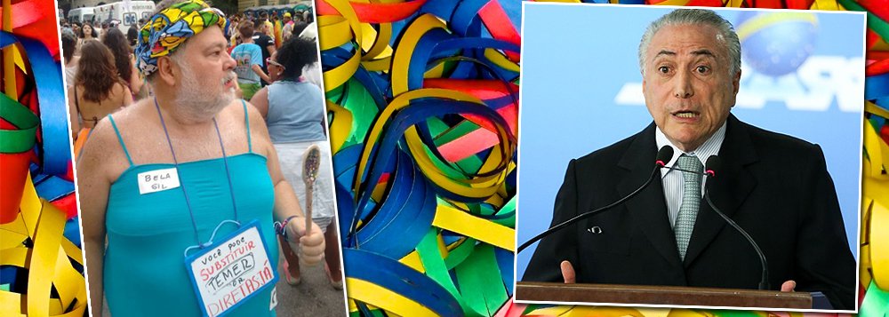 Jornalista Luis Simon, comentarista de Esporte do UOL, exibiu uma das melhores fantasias no carnaval de São Paulo nessa segunda-feira, 27; fantasiado da chef de cozinha e apresentadora Bela Gil, Menon, como é conhecido o jornalista, segundo o seu ex-colega de redação Renato Rovai, trazia a dica para os brasileiros, especialmente os que apoiaram a deposição ilegal da da presidente Dilma Rousseff; "Você pode substituir Temer por Diretas Já", sugere (Foto: Felipe L. Goncalves) Jornalista Luis Simon, comentarista de Esporte do UOL, exibiu uma das melhores fantasias no carnaval de São Paulo nessa segunda-feira, 27; fantasiado da chef de cozinha e apresentadora Bela Gil, Menon, como é conhecido o jornalista, segundo o seu ex-colega de redação Renato Rovai, trazia a dica para os brasileiros, especialmente os que apoiaram a deposição ilegal da da presidente Dilma Rousseff; "Você pode substituir Temer por Diretas Já", sugere
