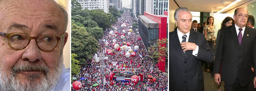Jornalista Ricardo Kotscho criticou nesta quinta-feira, 16, a disparidade entre as realidades existentes no Brasil; no dia em que mais de um milhão de pessoas foram às ruas do país protestar contra a reforma da Previdência, o presidente do Tribunal Superior Eleitoral (TSE), Gilmar Mendes, recebia Michel Temer e aliados para um jantar de gala, em homenagem ao aniversariante José Serra (PSDB); "O poder de um lado, comemorando, e o povo do lado oposto, protestando, cada vez mais distantes um do outro. Em algum momento, estes dois mundos que habitam o mesmo país vão ter que se encontrar frente a frente" (Foto: Aquiles Lins) Jornalista Ricardo Kotscho criticou nesta quinta-feira, 16, a disparidade entre as realidades existentes no Brasil; no dia em que mais de um milhão de pessoas foram às ruas do país protestar contra a reforma da Previdência, o presidente do Tribunal Superior Eleitoral (TSE), Gilmar Mendes, recebia Michel Temer e aliados para um jantar de gala, em homenagem ao aniversariante José Serra (PSDB); "O poder de um lado, comemorando, e o povo do lado oposto, protestando, cada vez mais distantes um do outro. Em algum momento, estes dois mundos que habitam o mesmo país vão ter que se encontrar frente a frente"