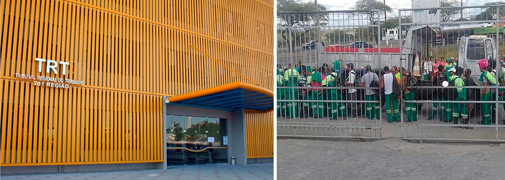 Após negociação e acordo entre a empresa Cavo Saneamento e representantes do Sindicato dos Agentes de Limpeza de Sergipe (Sindilimp), na sede do Tribunal Regional do Trabalho da 20ª Região (TRT-20), garis e margaridas suspenderam a greve em Aracaju; foram aceitas reivindicações trazidas pelos trabalhadores, caso da melhoria das condições de trabalho, remuneração e compensação dos dias de paralisação, entre outras (Foto: Voney Malta) Após negociação e acordo entre a empresa Cavo Saneamento e representantes do Sindicato dos Agentes de Limpeza de Sergipe (Sindilimp), na sede do Tribunal Regional do Trabalho da 20ª Região (TRT-20), garis e margaridas suspenderam a greve em Aracaju; foram aceitas reivindicações trazidas pelos trabalhadores, caso da melhoria das condições de trabalho, remuneração e compensação dos dias de paralisação, entre outras