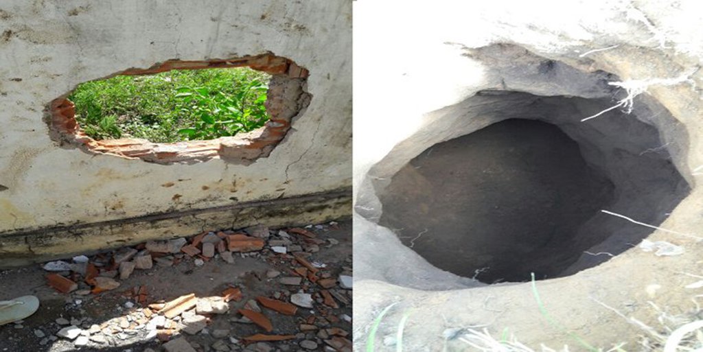 A fuga no presídio de Teresina aconteceu durante banho de sol e contou com um suporte externo, porque o muro foi quebrado pelo lado de fora, de acordo com o Sindicato dos Agentes penitenciários (Sinpoljuspi); a Secretaria estadual de Justiça (Sejus) abriu inquérito para investigar a fuga e deve afastar temporariamente os agentes penitenciários que estavam de plantão (Foto: Leonardo Lucena) A fuga no presídio de Teresina aconteceu durante banho de sol e contou com um suporte externo, porque o muro foi quebrado pelo lado de fora, de acordo com o Sindicato dos Agentes penitenciários (Sinpoljuspi); a Secretaria estadual de Justiça (Sejus) abriu inquérito para investigar a fuga e deve afastar temporariamente os agentes penitenciários que estavam de plantão