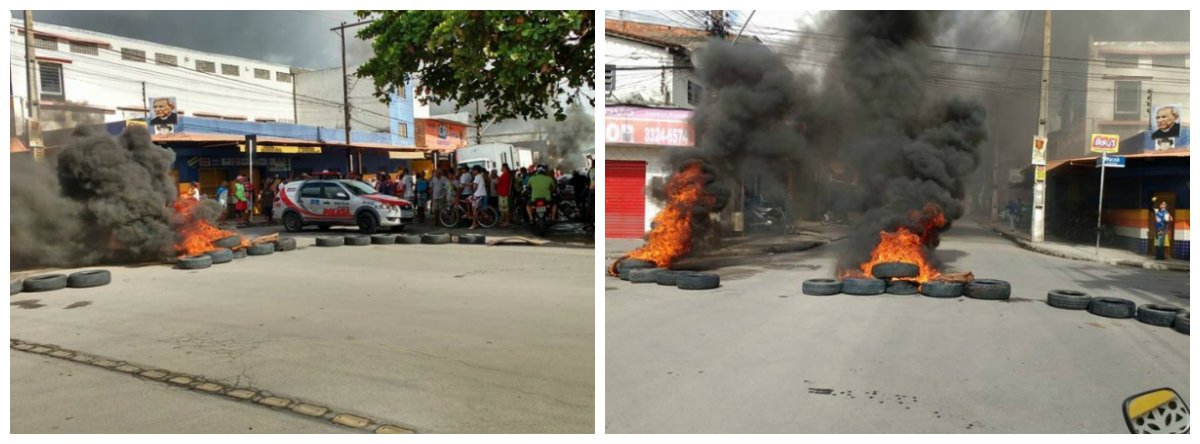Vendedores ambulantes fizeram um protesto - na rua principal da Feirinha do Tabuleiro, em Maceió - reivindicando a permanência das barracas na via principal da feira, e não no local determinado pela prefeitura; a Polícia Militar foi acionada para controlar a situação e viaturas do Corpo de Bombeiros também estiveram no local para apagar as chamas (Foto: Voney Malta) Vendedores ambulantes fizeram um protesto - na rua principal da Feirinha do Tabuleiro, em Maceió - reivindicando a permanência das barracas na via principal da feira, e não no local determinado pela prefeitura; a Polícia Militar foi acionada para controlar a situação e viaturas do Corpo de Bombeiros também estiveram no local para apagar as chamas