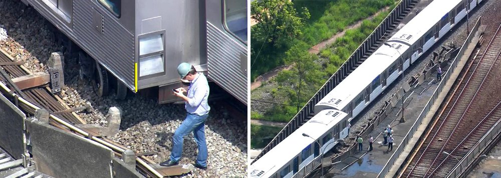 Um trem da Linha 5 – Lilás do metrô descarrilou por vola das 5h de hoje (21) na zona sul da capital paulista; segundo a assessoria de imprensa do metrô, não havia passageiros no momento do acidente e ninguém ficou ferido; por volta das 8h, equipes do metrô ainda trabalhavam na remoção da composição. A linha foi paralisada entre as estações Largo Treze e Adolfo Pinheiro; não há previsão de quando o serviço será normalizado (Foto: Aquiles Lins) Um trem da Linha 5 – Lilás do metrô descarrilou por vola das 5h de hoje (21) na zona sul da capital paulista; segundo a assessoria de imprensa do metrô, não havia passageiros no momento do acidente e ninguém ficou ferido; por volta das 8h, equipes do metrô ainda trabalhavam na remoção da composição. A linha foi paralisada entre as estações Largo Treze e Adolfo Pinheiro; não há previsão de quando o serviço será normalizado