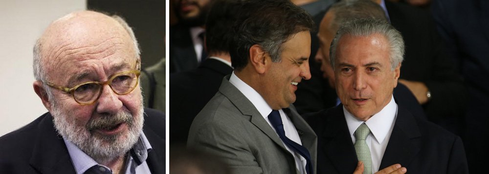 "Como explicar a cena de um presidente recebendo a sós em seu palácio, depois das dez da noite, o megaempresário investigado por corrupção, que paga mesada para um ex-deputado preso, confessa uma série de crimes, e depois sai assobiando para curtir sua fortuna na Quinta Avenida em Nova York?", questiona o jornalista Ricardo Kotscho sobre as delações do empresário Joesley Batista, da JBS, que implodiram o senador Aécio Neves (PSDB) e feriram de morte o governo de Michel Temer (Foto: Aquiles Lins) "Como explicar a cena de um presidente recebendo a sós em seu palácio, depois das dez da noite, o megaempresário investigado por corrupção, que paga mesada para um ex-deputado preso, confessa uma série de crimes, e depois sai assobiando para curtir sua fortuna na Quinta Avenida em Nova York?", questiona o jornalista Ricardo Kotscho sobre as delações do empresário Joesley Batista, da JBS, que implodiram o senador Aécio Neves (PSDB) e feriram de morte o governo de Michel Temer