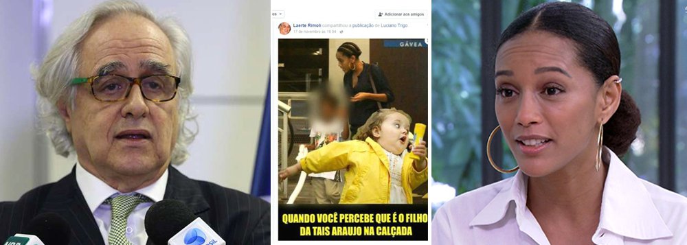 Depois do episódio William Waack, agora foi a vez de Laerte Rimoli, presidente da Empresa Brasileira de Comunicação (EBC), decidir atacar e fazer piada com a atriz Taís Araújo, que disse ser vítima de racismo; nas redes, Taís afirmou que muitos mudam de calçadas quando veem negros e que isso poderá acontecer também com seus filhos no futuro, uma vez que o racismo está institucionalizado no Brasil; Rimoli foi ao facebook e postou diversos memes, que ironizam a atriz; ontem, ela também foi atacada pelo secretário de Educação do Rio de Janeiro, Cesar Benjamin; racismo na Globo levou ao afastamento de William Waack e resta saber o que o governo brasileiro pretende fazer com Rimoli; depois de repercussão negativa, Rimoli pediu desculpas (Foto: Leonardo Attuch) Depois do episódio William Waack, agora foi a vez de Laerte Rimoli, presidente da Empresa Brasileira de Comunicação (EBC), decidir atacar e fazer piada com a atriz Taís Araújo, que disse ser vítima de racismo; nas redes, Taís afirmou que muitos mudam de calçadas quando veem negros e que isso poderá acontecer também com seus filhos no futuro, uma vez que o racismo está institucionalizado no Brasil; Rimoli foi ao facebook e postou diversos memes, que ironizam a atriz; ontem, ela também foi atacada pelo secretário de Educação do Rio de Janeiro, Cesar Benjamin; racismo na Globo levou ao afastamento de William Waack e resta saber o que o governo brasileiro pretende fazer com Rimoli; depois de repercussão negativa, Rimoli pediu desculpas